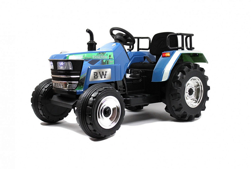 Детский электромобиль RiverToys H888HH (синий) трактор с прицепом и пультом